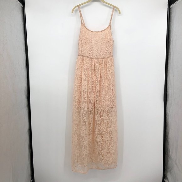 NWT Abercrombie and Fitch Peach Beaded Lace Maxi Dress SP - Picture 15 of 16